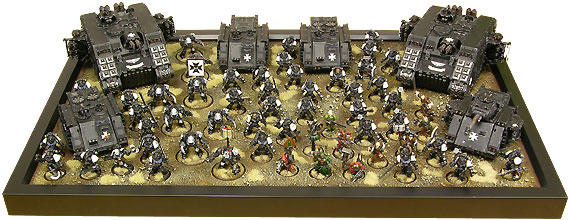 Picture of the display tray with Black Templars secured to it.