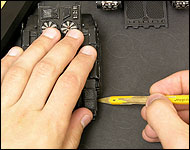 Picture showing how to mark out the vehicles on the foamcore.